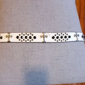 White, bling belt